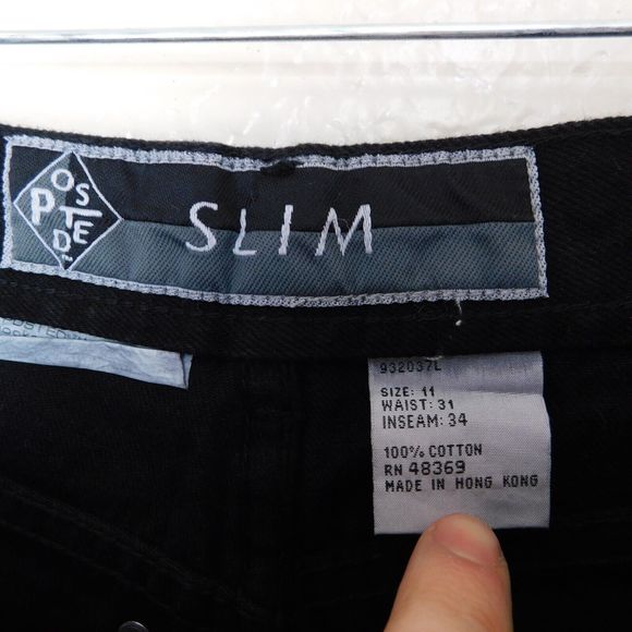 Women's Vintage 90s Posted Jeans Slim Size 11 NWT New 31x34 Black 932037L - Picture 2 of 11